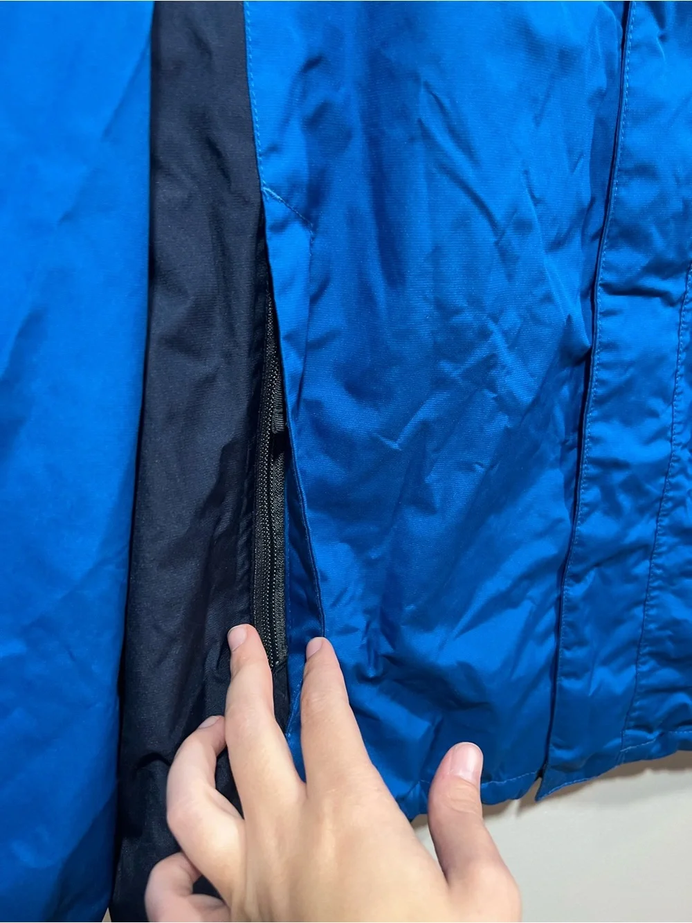 Eddie Bauer Mens Weatheredge Two-Tone Blue Hooded Rain Jacket Large